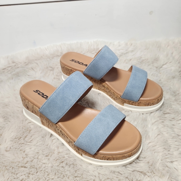 Soda Poppin. Slip On Flatform with Inmitation Cork Bottom and Double Straps - Picture 5 of 5